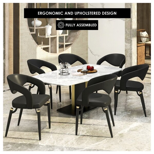 Leisuremod Entice Modern Leather Dining Chair with Iron Legs Open-Back Design in Charcoal, 4PK - EC60CH-4