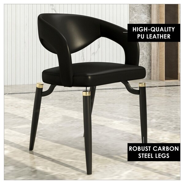 Leisuremod Entice Modern Leather Dining Chair with Iron Legs Open-Back Design in Charcoal, 4PK - EC60CH-4