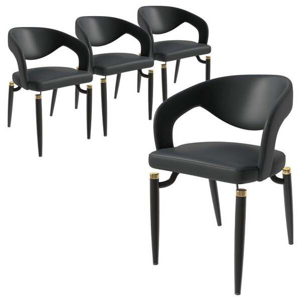Leisuremod Entice Modern Leather Dining Chair with Iron Legs Open-Back Design in Charcoal, 4PK - EC60CH-4