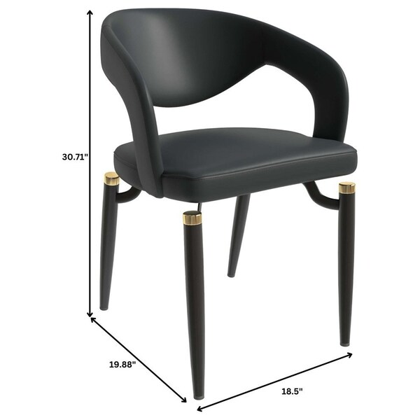 Leisuremod Entice Modern Leather Dining Chair with Iron Legs Open-Back Design in Charcoal, 4PK - EC60CH-4