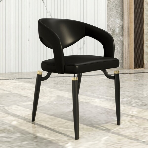 Leisuremod Entice Modern Leather Dining Chair with Iron Legs Open-Back Design in Charcoal, 4PK - EC60CH-4