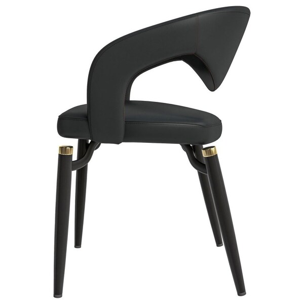 Leisuremod Entice Modern Leather Dining Chair with Iron Legs Open-Back Design in Charcoal, 4PK - EC60CH-4