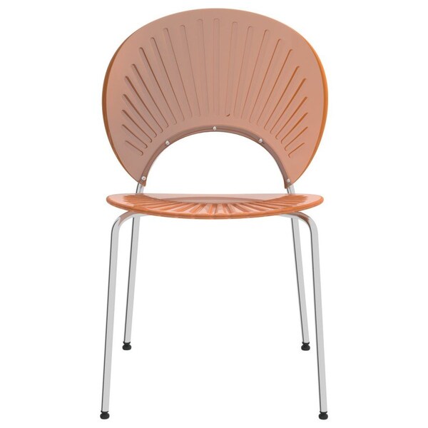 Leisuremod Opulent Modern Plastic Dining Side Chair with Chrome Metal Legs in Amber, 4PK - OC20A4