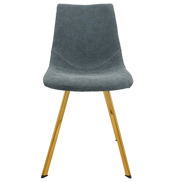 Leisuremod Markley Modern Leather Dining Chair with Gold Legs, Peacock Blue, 4PK - MCG18BU4