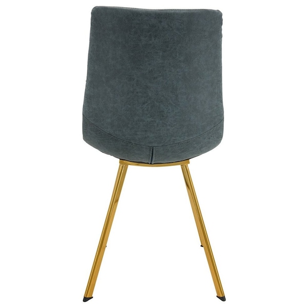Leisuremod Markley Modern Leather Dining Chair with Gold Legs, Peacock Blue, 4PK - MCG18BU4