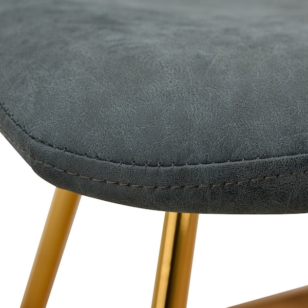 Leisuremod Markley Modern Leather Dining Chair with Gold Legs, Peacock Blue, 4PK - MCG18BU4