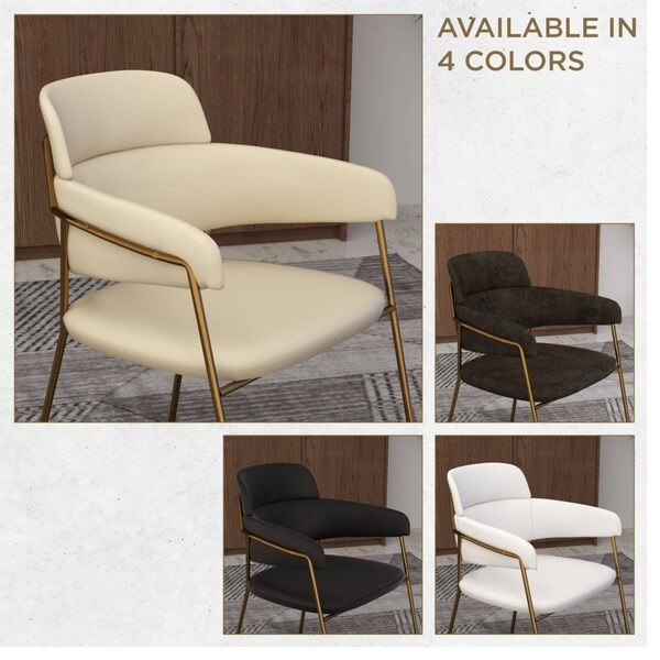 Leisuremod Axis Collection Modern Gold Dining Chair in Beige, 2PK - ACG22BG2