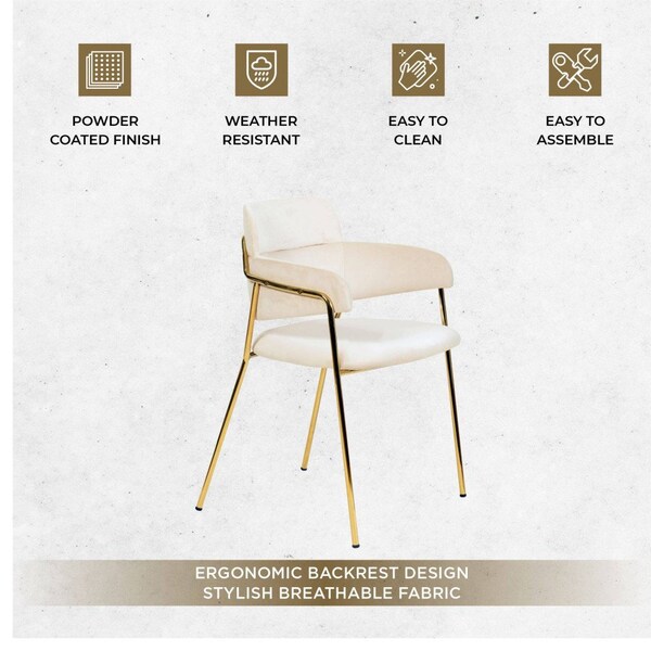 Leisuremod Axis Collection Modern Gold Dining Chair in Beige, 2PK - ACG22BG2