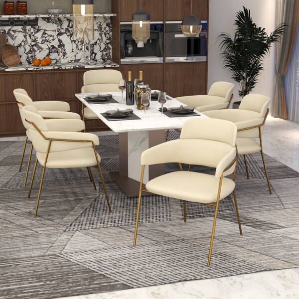 Leisuremod Axis Collection Modern Gold Dining Chair in Beige, 2PK - ACG22BG2