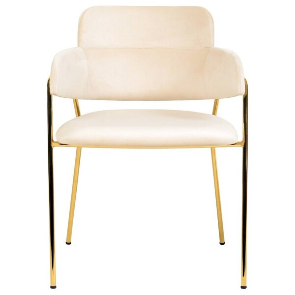 Leisuremod Axis Collection Modern Gold Dining Chair in Beige, 2PK - ACG22BG2