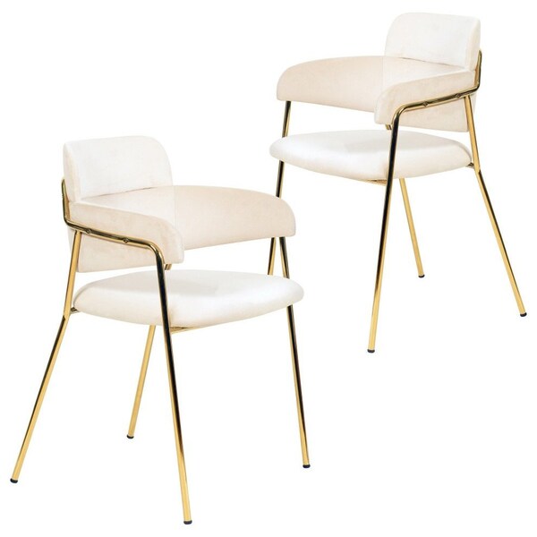 Leisuremod Axis Collection Modern Gold Dining Chair in Beige, 2PK - ACG22BG2