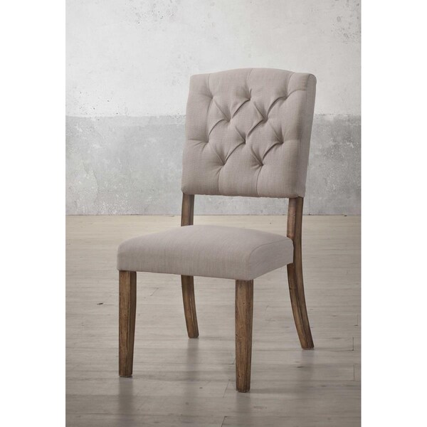 Kd Estanteria Side Chair In Cream Linen & Weathered Oak, 2PK - KD3091733