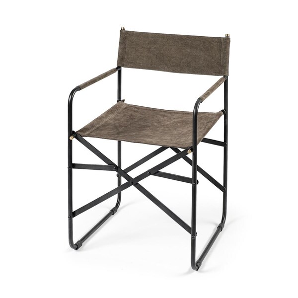 Gfancy Fixtures Brown Leather with Black Iron Frame Dining Chair - GF3090647