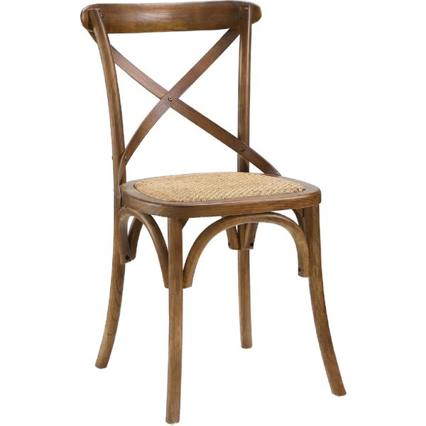 Primewir Gear Dining Chair with Walnut X Back Frame with Rattan Seat - EEI-1541-WAL
