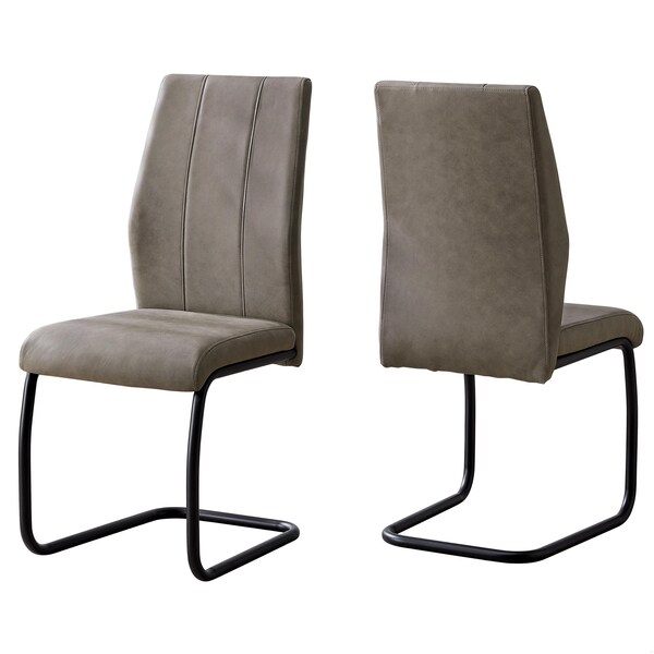 Homeroots 77.5 in. Taupe Fabric; Black Metal & Polyester Dining Chairs - Pack of 2 - 332622