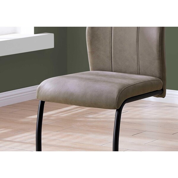 Homeroots 77.5 in. Taupe Fabric; Black Metal & Polyester Dining Chairs - Pack of 2 - 332622