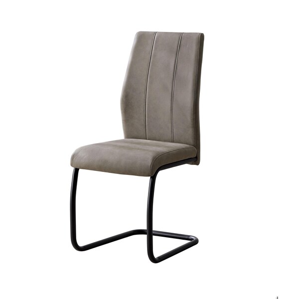 Homeroots 77.5 in. Taupe Fabric; Black Metal & Polyester Dining Chairs - Pack of 2 - 332622