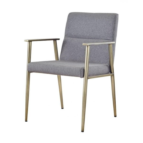 Homeroots Gray & Antique Brass Contemporary Dining Chair - 472225