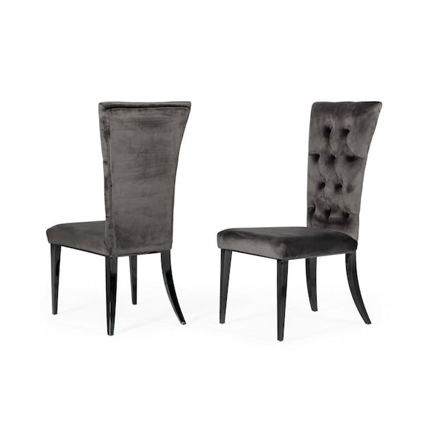 Gfancy Fixtures Gray Velvet Modern Dining Chairs - Set of 2 - GF3096032