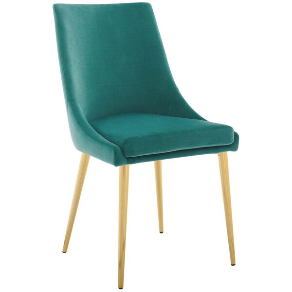 Modway Furniture Viscount Modern Accent Performance Velvet Dining Chair, Teal - EEI-3416-TEA