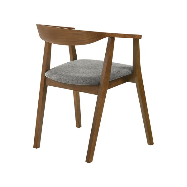 Armen Living Santana Wood Dining Chair in Walnut Finish with Charcoal Fabric - Set of 2 - LCSACHWACH