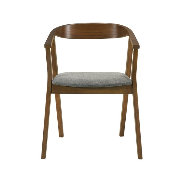 Armen Living Santana Wood Dining Chair in Walnut Finish with Charcoal Fabric - Set of 2 - LCSACHWACH