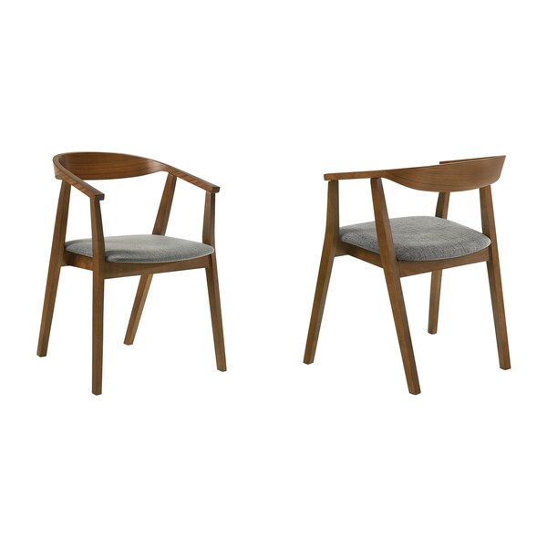 Armen Living Santana Wood Dining Chair in Walnut Finish with Charcoal Fabric - Set of 2 - LCSACHWACH