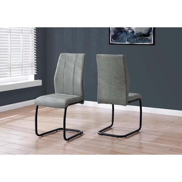 Daphnes Dinnette 39 in. Grey Fabric & Black Metal Dining Chair - 2 Piece - DA3070844