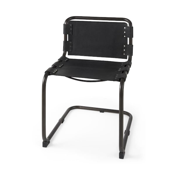 Gfancy Fixtures 31 x 25 x 21 in. Black Leather Dining or Side Chairs - GF3097110
