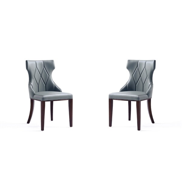 Manhattan Comfort Reine Faux Leather Dining Chair in Pebble Grey- Set of 2 - DC007-PE