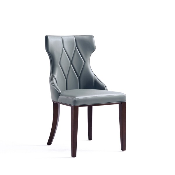 Manhattan Comfort Reine Faux Leather Dining Chair in Pebble Grey- Set of 2 - DC007-PE