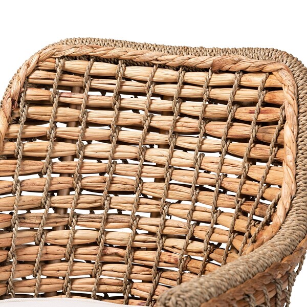 Baxton Studio Kyle Modern Bohemian Natural Brown Woven Rattan Dining Arm Chair with Cushion - 212-12804-ZORO