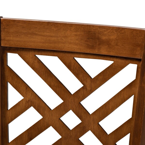 Baxton Studio Caron Grey Upholstered Walnut Wood 4-Piece Dining Chair Set - 161-9881