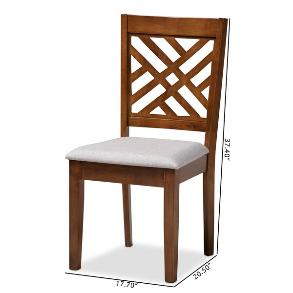 Baxton Studio Caron Grey Upholstered Walnut Wood 4-Piece Dining Chair Set - 161-9881