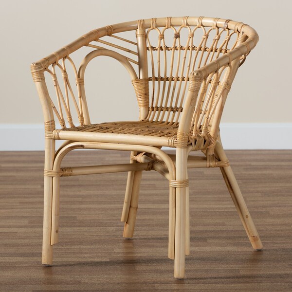 Baxton Studio Kaka Modern Bohemian Natural Brown Rattan Dining Chair - 209-12790