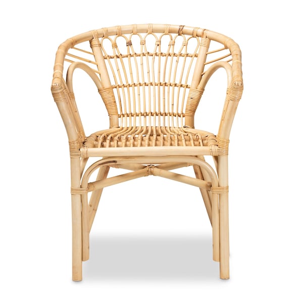 Baxton Studio Kaka Modern Bohemian Natural Brown Rattan Dining Chair - 209-12790