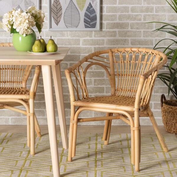 Baxton Studio Kaka Modern Bohemian Natural Brown Rattan Dining Chair - 209-12790