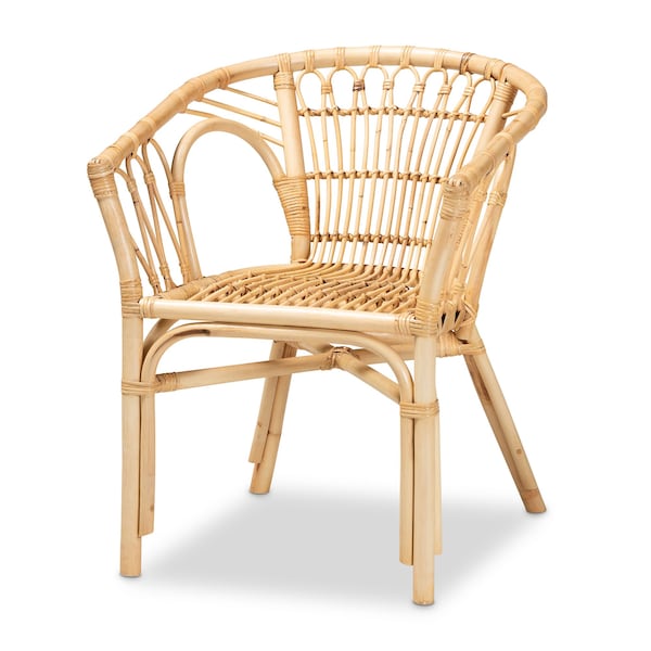 Baxton Studio Kaka Modern Bohemian Natural Brown Rattan Dining Chair - 209-12790