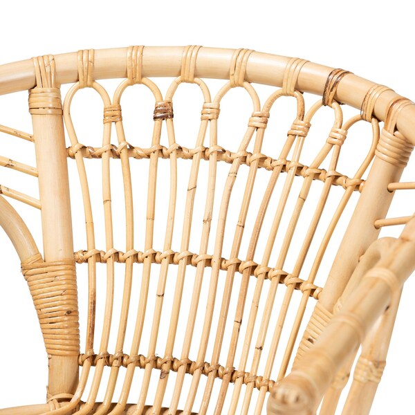 Baxton Studio Kaka Modern Bohemian Natural Brown Rattan Dining Chair - 209-12790