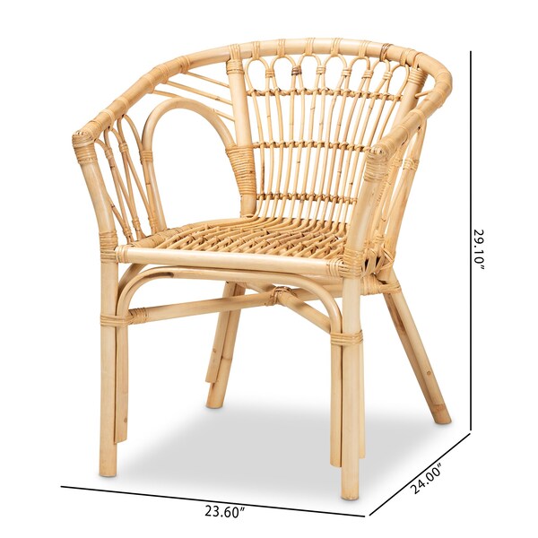 Baxton Studio Kaka Modern Bohemian Natural Brown Rattan Dining Chair - 209-12790