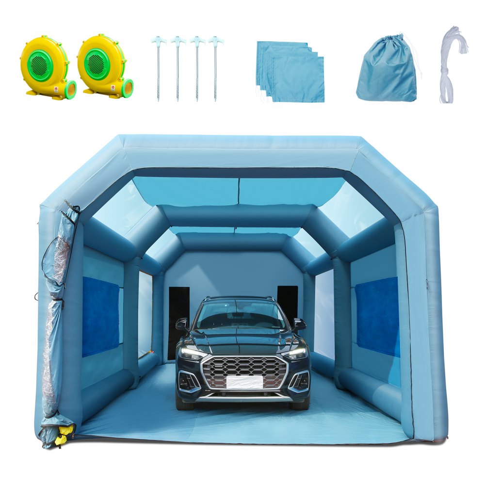 VEVOR Inflatable Paint Booth, 23x13x8.5ft Inflatable Spray Booth, High Powerful 480W+750W Blowers Spray Booth Tent, Car Paint Tent Air Filter System for Car Parking Tent Workstation Motorcycle Garage - CQSPQFLSS2313PQNXV1