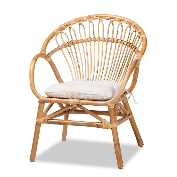Baxton Studio Benicia Modern Bohemian Natural Brown Rattan Dining Chair - 210-12704