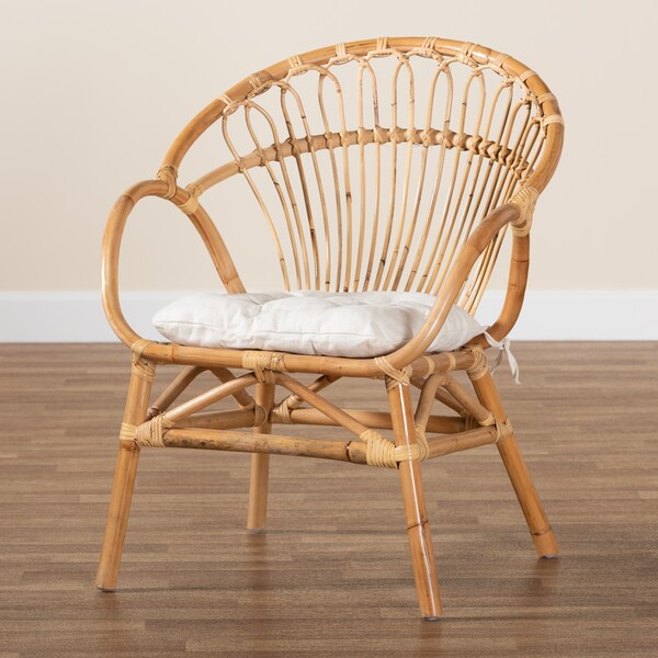 Baxton Studio Benicia Modern Bohemian Natural Brown Rattan Dining Chair - 210-12704