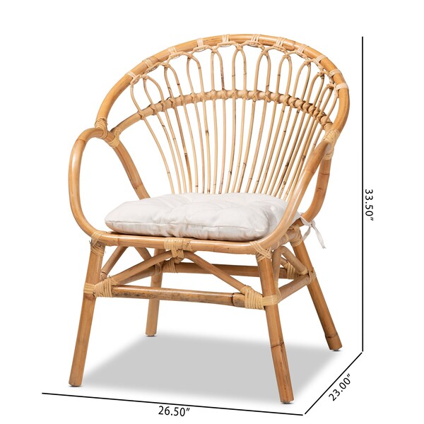 Baxton Studio Benicia Modern Bohemian Natural Brown Rattan Dining Chair - 210-12704