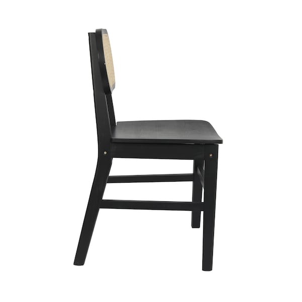Flash Furniture Jacob Cane Rattan Dining and Event Chairs w/Solid Wood Frame and Seat, Natural/Black, 2PK - SK-220902-NATBLK-GG