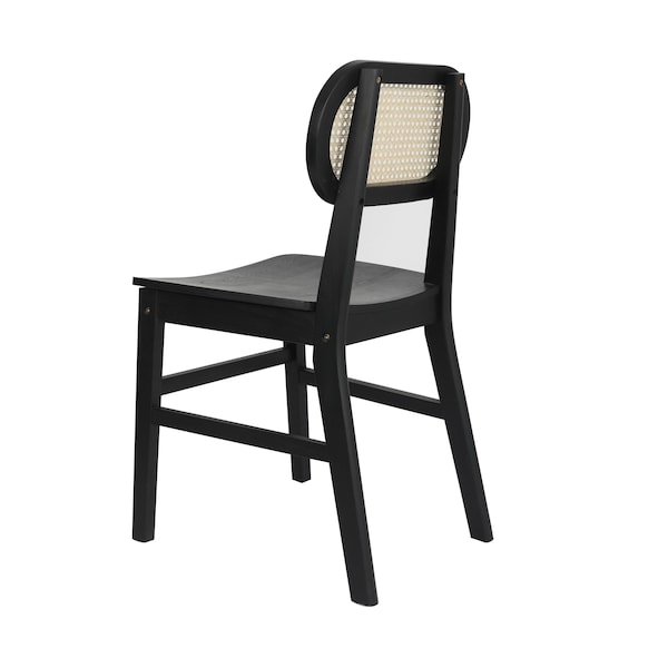 Flash Furniture Jacob Cane Rattan Dining and Event Chairs w/Solid Wood Frame and Seat, Natural/Black, 2PK - SK-220902-NATBLK-GG