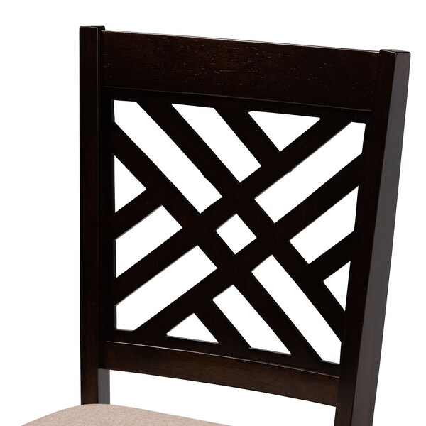 Baxton Studio Caron Sand Upholstered Espresso Brown Finished Wood Dining Chair, PK4 - 153-9401