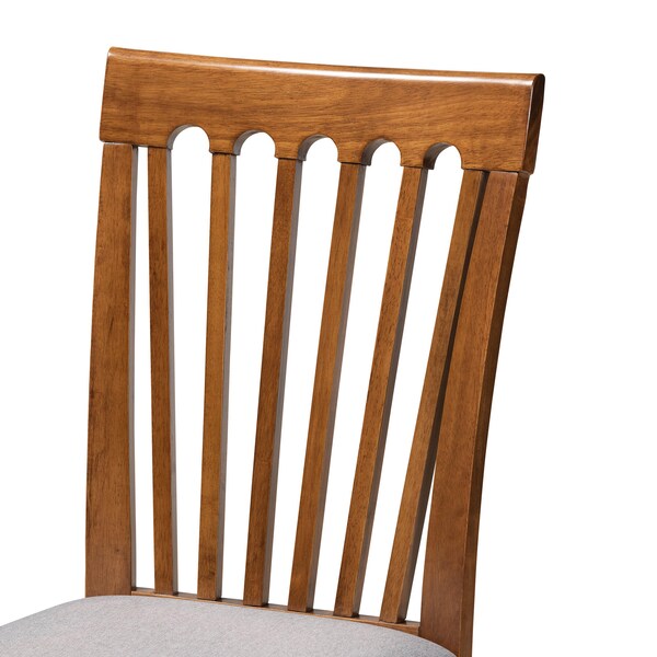 Baxton Studio Minette Grey Upholstered Walnut Wood 2-Piece Dining Chair Set - 169-10546