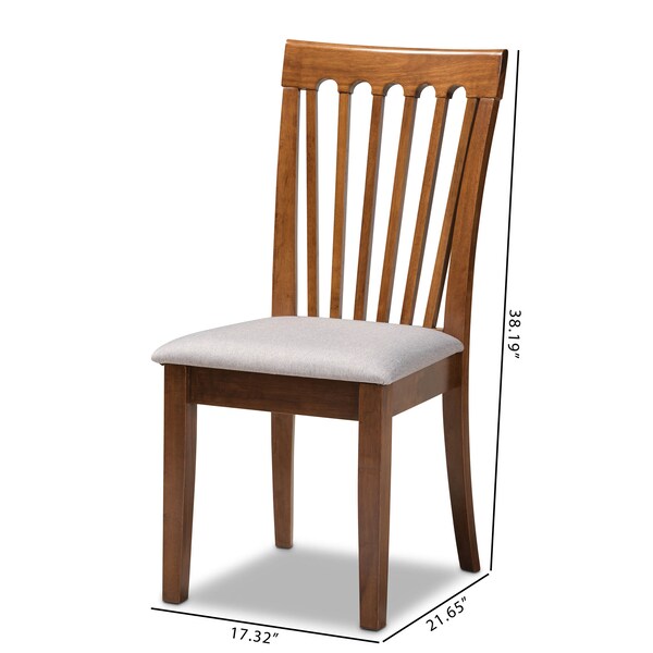 Baxton Studio Minette Grey Upholstered Walnut Wood 2-Piece Dining Chair Set - 169-10546