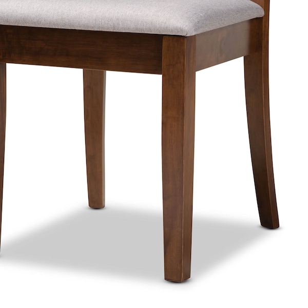 Baxton Studio Minette Grey Upholstered Walnut Wood 2-Piece Dining Chair Set - 169-10546